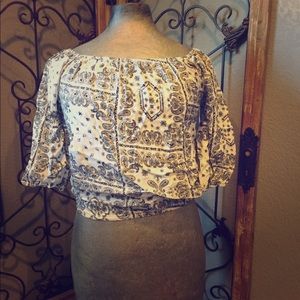 Off the shoulder cinched waist semi crop top